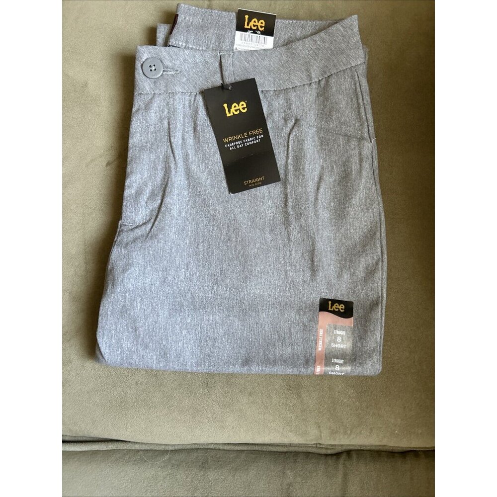 Lee Women's Size 8 Short Gray Straight Mid Rise Pants